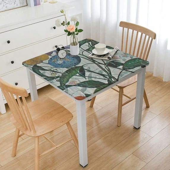 HAOXIT Square Tablecloth,Spring Nottingham Garden, Wrinkle and Stain Resistant Fabric Table Cloth, Multicolor 52*52
