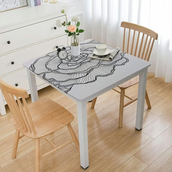 HAOXIT Square Tablecloth - Stain Resistant Spillproof Flower Embroidered Tablecloths Washable Table Cloth for Dining Room Kitchen Home Decor 46*46
