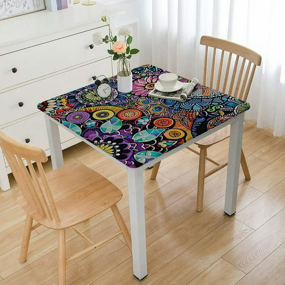 HAOXIT Square Tablecloth Table Cloth,Colorful Tablecloth Polyester Waterproof Stain Wrinkle Free,Circle tablecloth Indoor and Outdoor Table Cover For Home Kitchen Dining Party Patio Decor 40*40