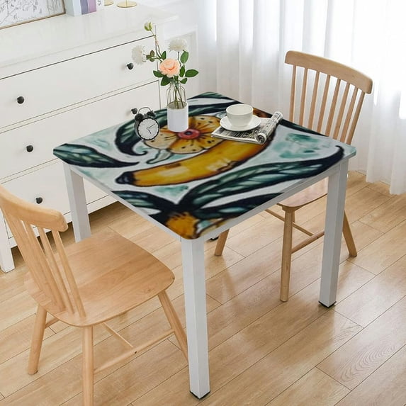HAOXIT Square Tablecloth , Square Table Cloth, Stain Resistance, Water Repellent and Wrinkle-Free, Colorful Flower Circle Tablecloth for Home Kitchen Dining Party Patio Indoor and Outdoor Use 36*36