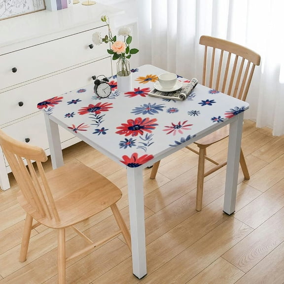 HAOXIT Square Tablecloth , Table Cover Red Blue Decorative Table Cloth Dining Table Cover, Summer Seasonal Dinner Party Picnic Decoration 40*40