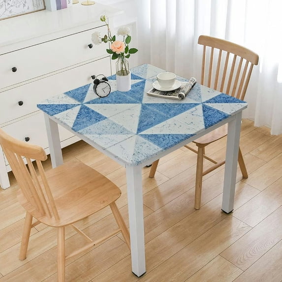 HAOXIT Square Tablecloth, Vinyl Tablecloth with Flannel Backing Waterproof Table Cloth, Spill Proof Picnic Table Cover for Outdoor/Indoor/Camping/Dining(Blue Plaid) 40*40