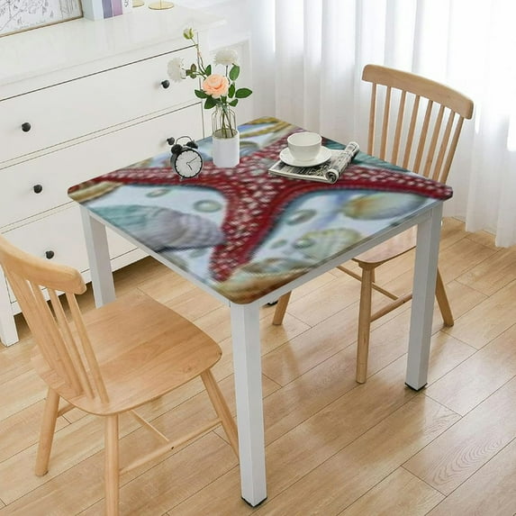 HAOXIT Square Tablecloth Waterproof & Stainproof Tablecloths,Wipeable Table Cloth Wrinkle-Free for Square/Rectangle/Square/Dining/Party/Wedding, Summer Blue 40*40