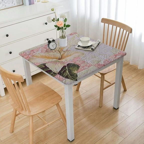 HAOXIT  Square Vinyl Tablecloth, Waterproof Vinyl Tablecloths with Flannel Backing for Square Tables, Wipeable Spillproof Square Tablecloth Table Cover for Dining, Camping 46*46