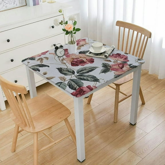 HAOXIT Square Vinyl Tablecloth with Flannel Backing Waterproof Oil-Proof PVC Table Cloth Stain-Resistant Wipeable Table Cover for Square Table 52*52