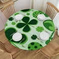 thumbnail image 1 of HAOXIT St Patricks Day Round Tablecloth  Checkered Buffalo Plaid Tablecloth Washable Polyester Shamrock Print Table Cloth Table Cover for Home Kitchen Dining Table Outdoor Party Patio 38-42, 1 of 8