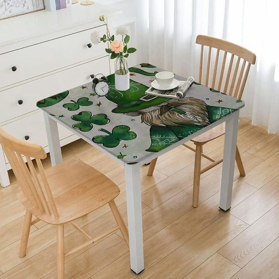 HAOXIT St Patricks Day Tablecloth for Rectangle Tables, , Spill-Proof Machine Washable Polyester Wrinkle Free Leprechauns Printed Square Table Cover for Home, Dinner, Party 40*40