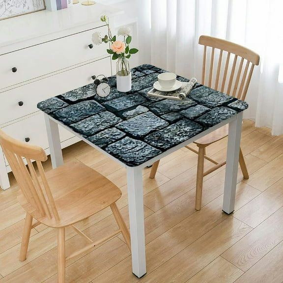 HAOXIT Stone Printed Table Cover Medieval Table Decoration Square Stone Brick Tablecovers for Medieval Castle Themed Party Supplies 40*40