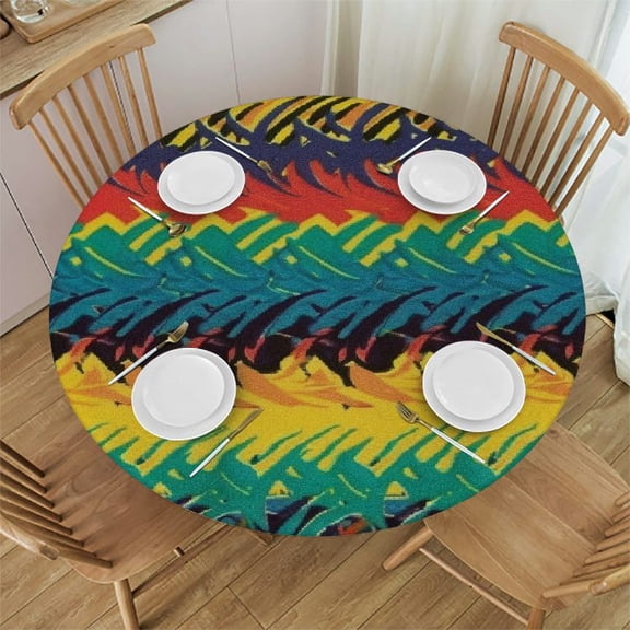 HAOXIT Striped Outdoor Tablecloth, Mexican Pattern Inspired Vibrant Colored Chevron , Decorative Washable Picnic Table Cloth