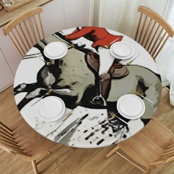 HAOXIT  Striped Tablecloth Home Decor Retro Black White Red Vertical Lines Stripes Table Covers Polyester Round Tablecloths Kitchen 38-42