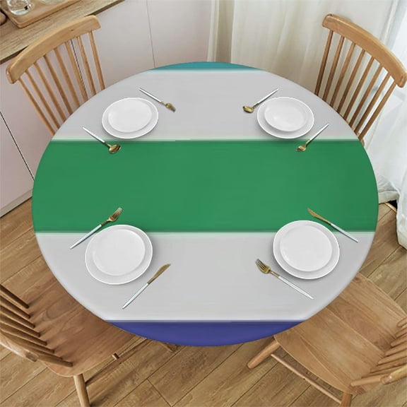 HAOXIT Striped Tablecloth, Rainbow Colored and White Fun Horizontal Lines Room Red Art, Round Table Cover for Dining Room Kitchen Decor