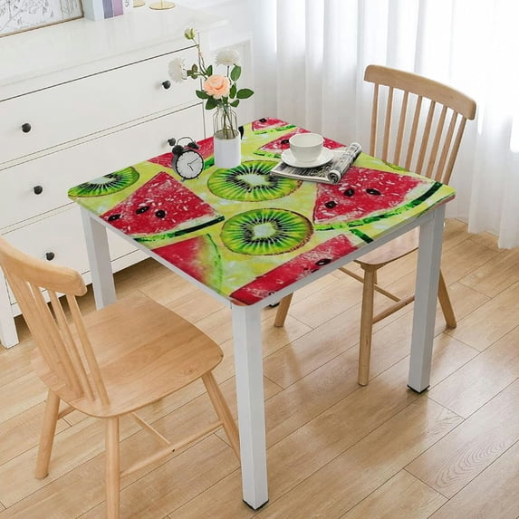 HAOXIT Summer Elements Square Fitted Tablecloth with Elastic Edge, Waterproof Washable Table Cover for Dining Kitchen Party Indoor Outdoor Patio Table 36*36