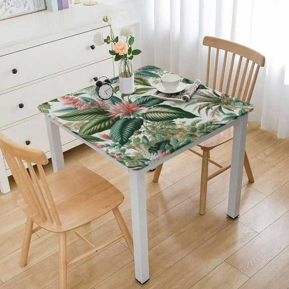 HAOXIT Summer Fun Tropical Forest Abstract Impressions Vinyl Flannel Back Tablecloth (Square) 44''x44''
