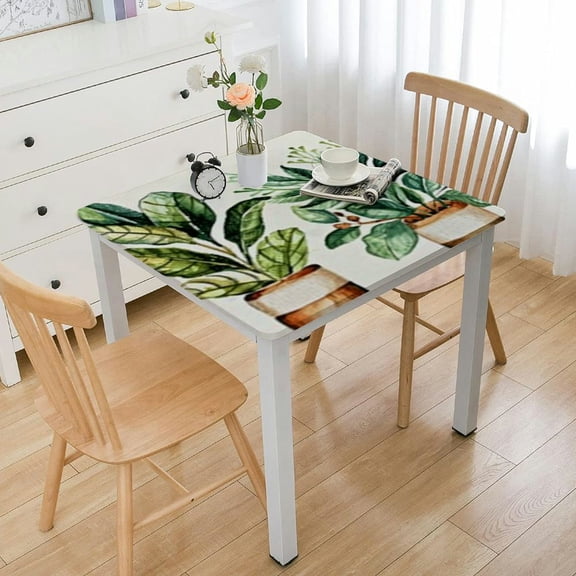 HAOXIT Summer Spring Tablecloth Rectangular, Vase Table Cover for Party Picnic Dinner Decor white