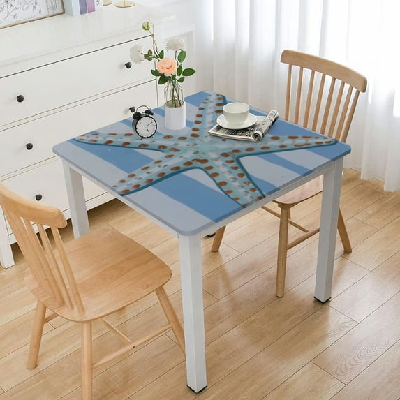 HAOXIT Summer Square Tablecloth Blue Table Cloth Reusable Circle Table Clothes Cover for Picnic Party Dining Room Home Outdoor Décor 40*40