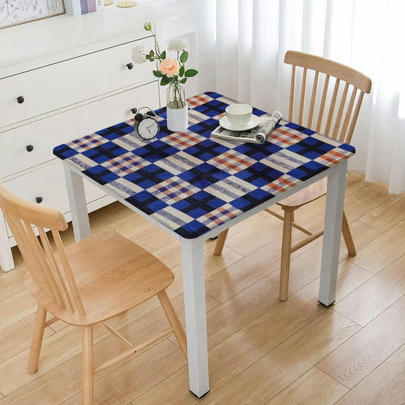 HAOXIT Table Cloth - Buffalo Check Collection - Blue &amp; White, Square Table Cover. For Kitchen, Dining, Tabletop, Decoration, Parties, Thanks Giving, and Everyday Use. 52*52