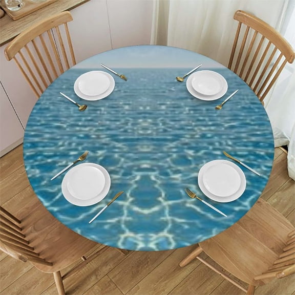 HAOXIT Table Cloth Clear Broad Round Tablecloth for Dining Room, Party, Banquet 31-35