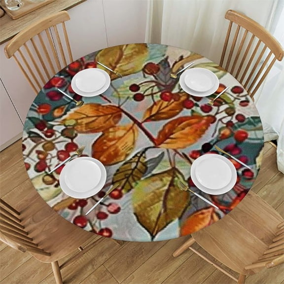 HAOXIT Table Cloth - Colorful Leaves Table Cover Table Clothes for Party Dining Room 31-35