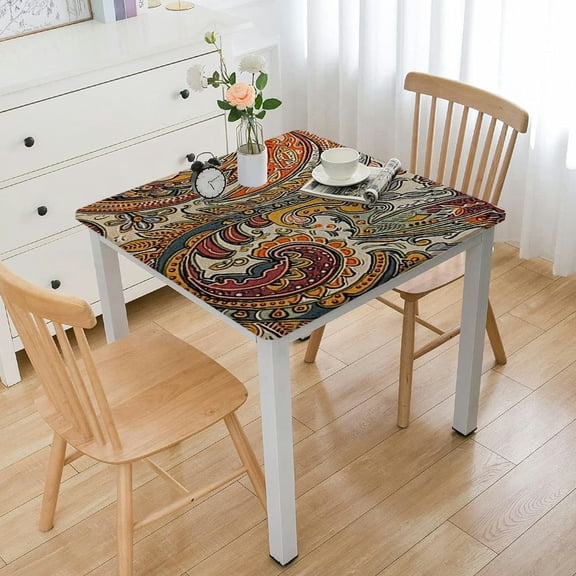 HAOXIT Table Cloth Decorative Tablecover Washable Rectangle Tablecloths, Dining & Wedding, Kashmir Paisley - Thanksgiving/Christmas 46*46