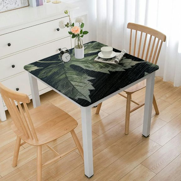 HAOXIT Table Cloth Decorative Tablecover Washable Square Tablecloths, Dining, Party, Pumpkin Garden - Dark Green - Thanksgiving/Christmas 40*40