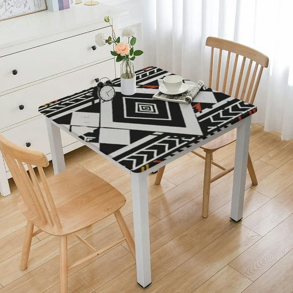 HAOXIT Table Cloth - Ethnic Table Cover Black White Tabletop Decoration for Party Kitchen 40*40