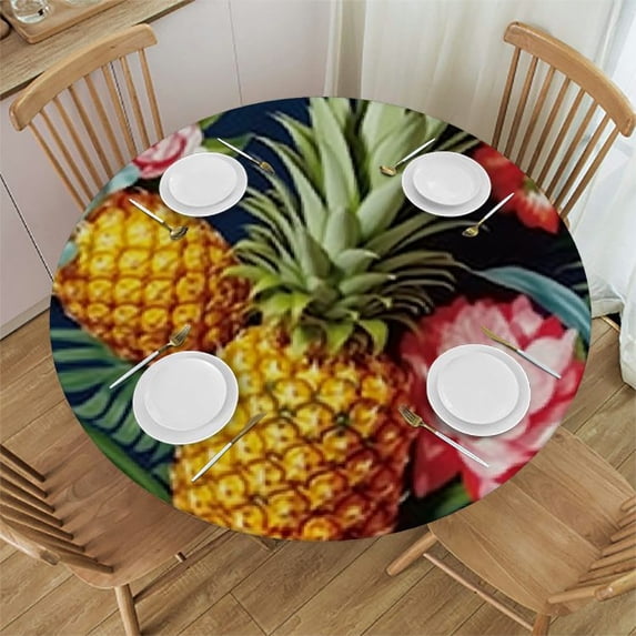 HAOXIT Table Cloth Palm Leaves Wild Plant Round Tablecloth for Dining Room, Party, Banquet 31-35