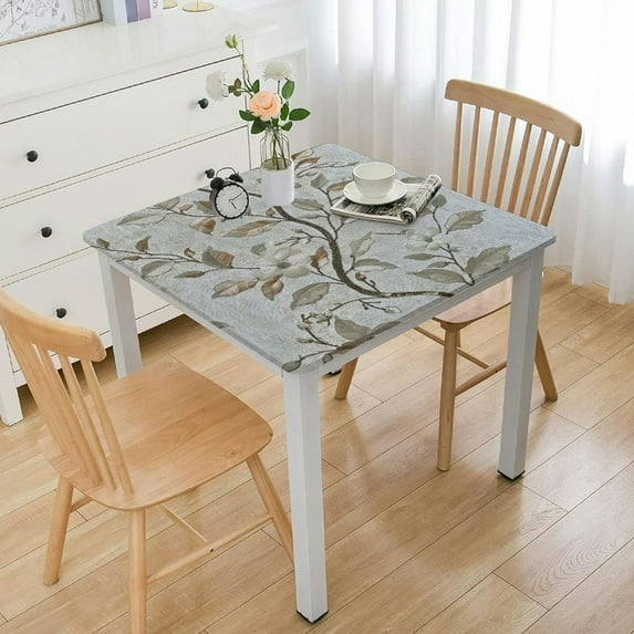 HAOXIT Table Cloth Rectangle Table, Heavy Duty Cotton Linen Waterproof Tablecloths Farmhouse Tablecloth, Soft and Wrinkle Free Table Cover with Tassels, Coffee Flower white