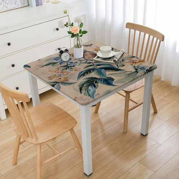 HAOXIT Table Cloths Combed Cotton Premium Decorative Square Tablecloth Washable Dining, Kitchen, Party & Camping - Peacock Utopia - Sandy Beach 52*52