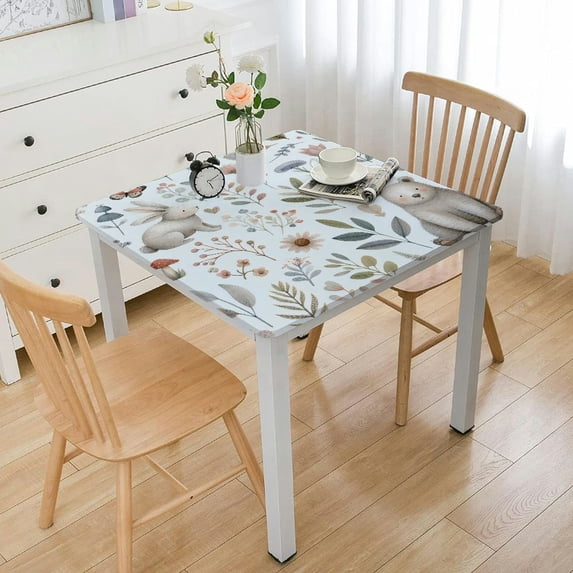 HAOXIT , Table Cloths for Indoor Outdoor, Waterproof Stain Resistant Polyester Spring Floarl Table Covers for Dinner Kitchen Party Decoration 60''x60''