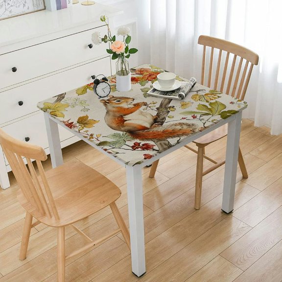 HAOXIT Table Cover Decorative Washable Rectangle Tabletop Tablecloths, Kitchen, Party, Wedding & Camping, Pumpkin Passion - Thanksgiving/Christmas 40*40