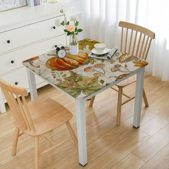 HAOXIT Table Cover Decorative Washable Rectangle Tabletop Tablecloths, Kitchen, Party, Wedding & Camping, Pumpkin Passion - Thanksgiving/Christmas 46*46