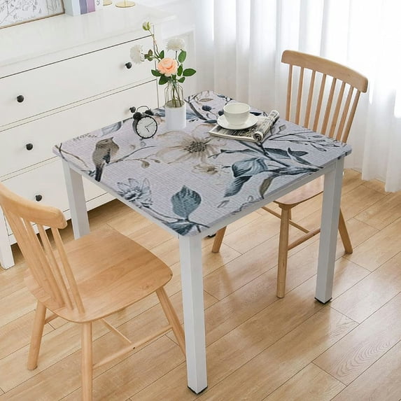 HAOXIT Table Cover Decorative Washable Rectangle s, Kitchen, Dining, Buffet & Camping, Ice Florals - Thanksgiving/Christmas 52*52