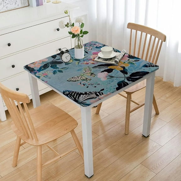 HAOXIT  Table Cover Premium Decorative Tabletop Tablecloths Washable Kitchen &amp; Camping - Peacock Utopia - Pastel Turquoise  46*46