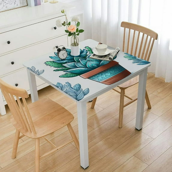 HAOXIT Table Cover Rectangle Tablecloths Washable Blending Table Cloth Cactus Pattern Dust-Proof Table Cover for Kitchen Picnic Buffet Parties 44''x44''