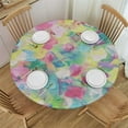 thumbnail image 1 of HAOXIT Table Cover for Round Tables, Stretch Tablecloth, Stain Resistant Table Cover Compatible with Abstract Watercolor Tie Dye for Outdoor/Indoor Use, Fits Round Tables 54-58, 1 of 8