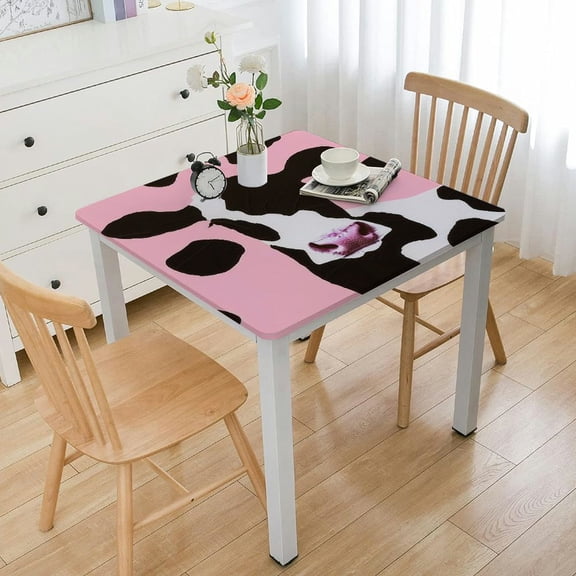 HAOXIT Table Cover Square Rectangle Farm Animal Party Square Table Covering for Kids Barnyard Theme Shower Birthday Party (Pink) 36*36