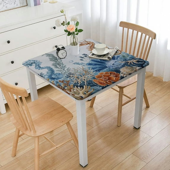 HAOXIT Table Cover Tropical Ocean Theme Table Cloth for Kitchen Dining Table Picnic Decoration Supplies 36*36