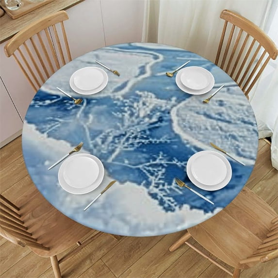 HAOXIT Table Cover Waterproof Polyester Cover Table Kitchen Table Cloth Cover Anti-Slip Table Cover for Home Dinning Tabletop Decor 54-58