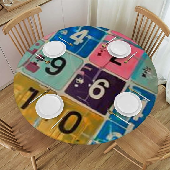 HAOXIT Table of Elements Tablecloths Colorful Chemistry Atomic Elements Kitchen Dinning Tabletop Decoration, Polyester Table Cover for Indoor Outdoor Tablecloth 31-35