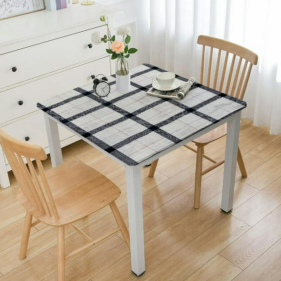 HAOXIT Table Throw for Kitchen or Dining Table, Plaid Cream Small Square , Coffee Table Cover, Layering Piece, Oeko-Tex Yarn Dyed Cotton 52*52