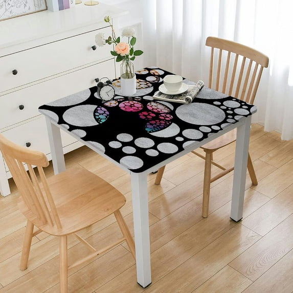 HAOXIT Tablecloth, Abstract Design with Large Dots Counter Forces of Globe, Dining Room Kitchen Rectangular Table Cover 44''x44''