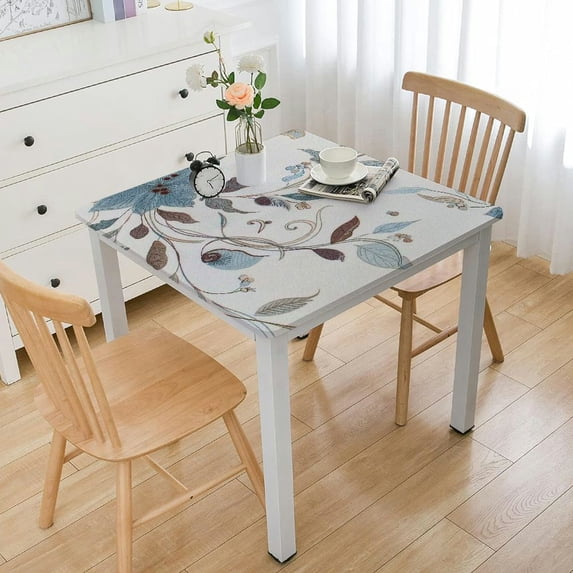 HAOXIT Tablecloth Beige Square Table Cloth Wipeable Oilcloth Tablecloth for Square Table white