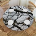 thumbnail image 1 of HAOXIT Tablecloth Black White Tree Branch Round Table Cloth Washable Plaid Table Cover for Kitchen Holiday Dinner Camping 38-42, 1 of 8