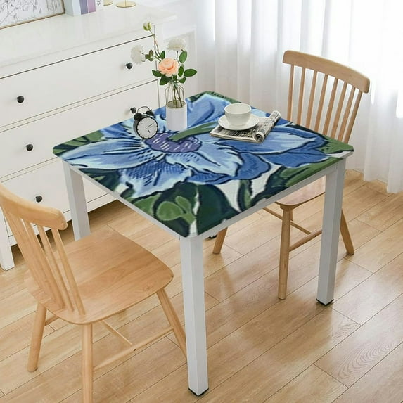 HAOXIT  Tablecloth, Block Print Floral Square Table Cloth for Dining Table I Parties Wedding Outdoors, Grand Millenial Decor 52*52