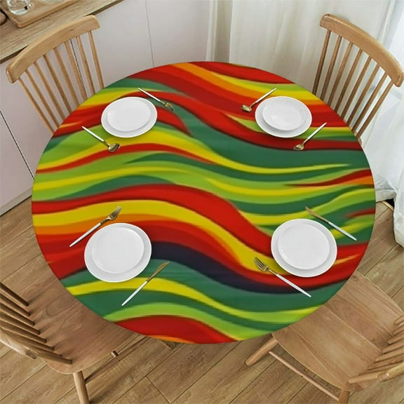 HAOXIT Tablecloth, Colors Ethiopian Colors Style , Round Table Cover for Room Kitchen Decor 42-46