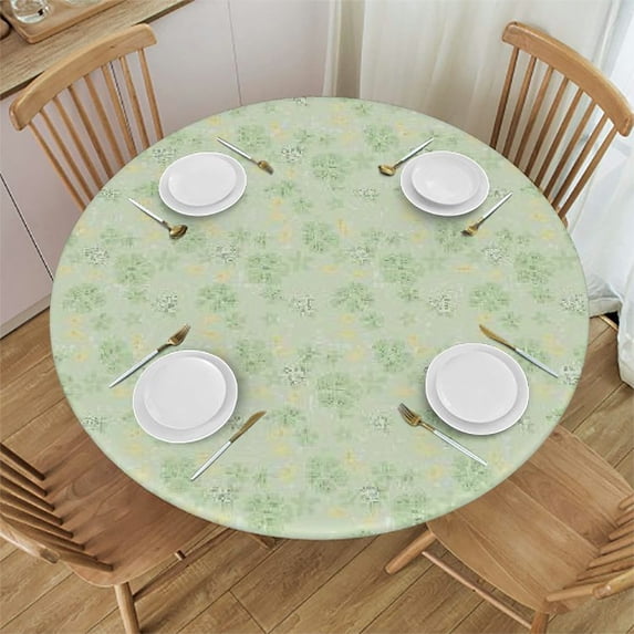 HAOXIT Tablecloth, Dahlia Flowers in Pastel Tones Theme Floral Pattern, Dining Room Kitchen Round Table Cover
