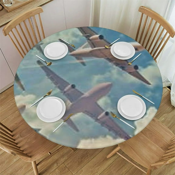 HAOXIT Tablecloth-Fitted with Elastic, Printed Tablecloth Fits for Table Oval/Oblong, Stretchable Conveniently, Water Proof, Easy to Clean Design 31-35