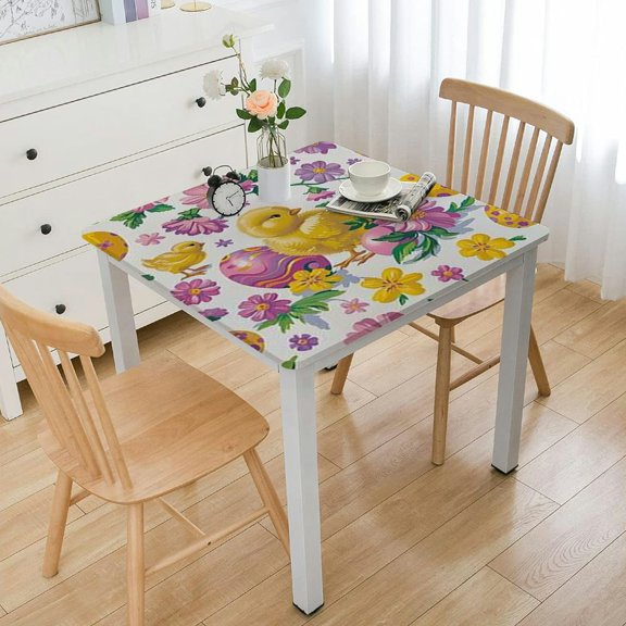 HAOXIT Tablecloth, Flower Printed Table Cover Rectangle Waterproof Table Cloth for Birthday Party Supplies Favor Spring Holiday Dining Room Decoration 36*36