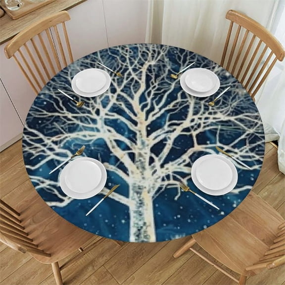 HAOXIT  Tablecloth, Galaxy Zodiac Sky and Washable Dust-Proof Polyester Table Cover for Kitchen Dinning Tabletop Decoration 42-46
