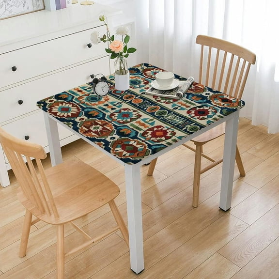 HAOXIT  Tablecloth, Graphic Design of Classic Eastern Patterns Retro Nostalgic Colors, Dining Room Kitchen Rectangular Table Cover, Multicolor 54''x54''